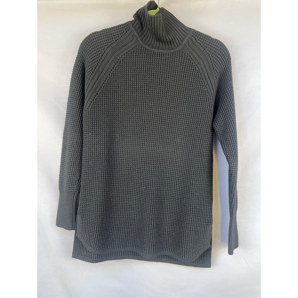Banana Republic Women's Black Waffle Knit Long Sleeve Turtleneck Top - Picture 2 of 5